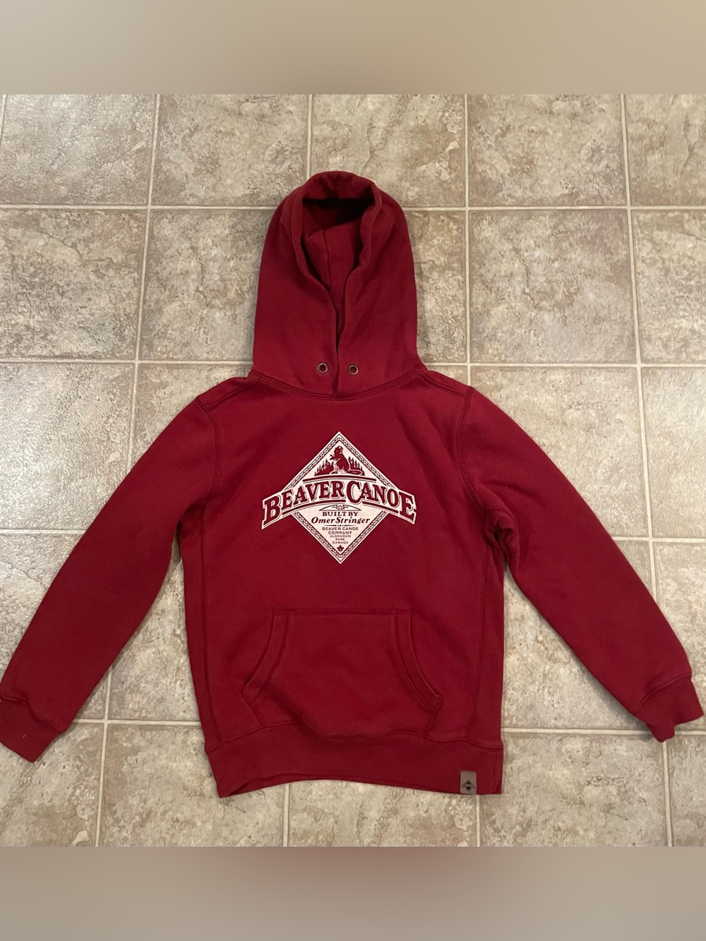 Vintage Beaver Canoe Red Kids Hoodie